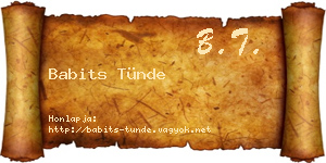 Babits Tünde névjegykártya